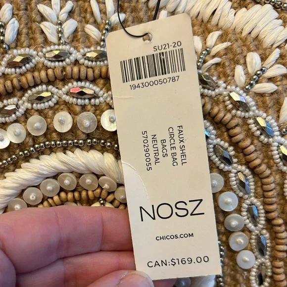 Chico’s Faux Shell Crossbody Circle Bag - Brand New with Tags NWT 10x10x3 - Picture 4 of 11